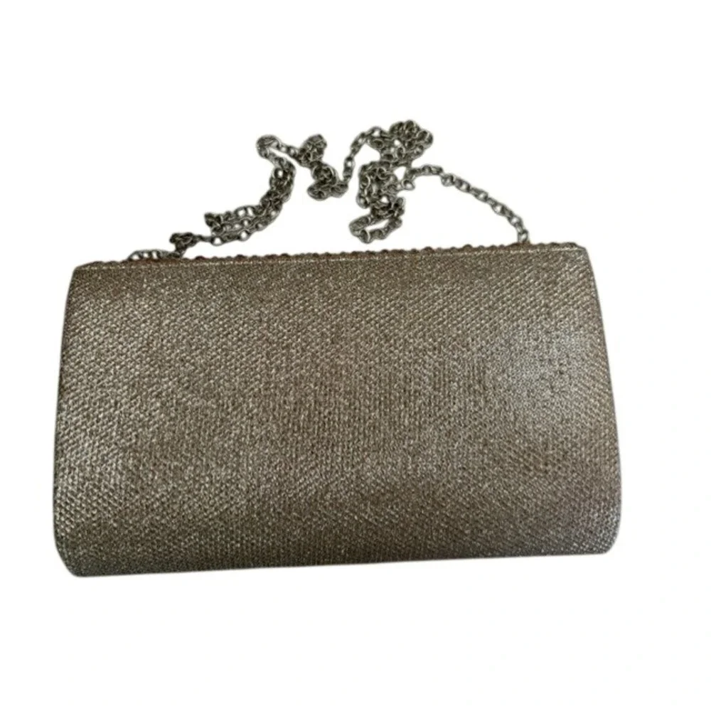 Womens Metallic Gold Studded Envelope Evening Clutch Chain Strap Shoulder Bag